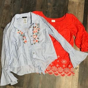 Two girls embroidered tops